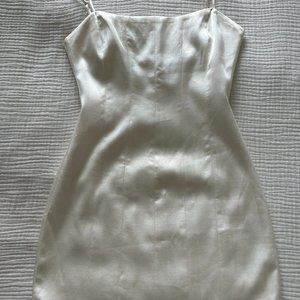 Silky White Fitted Mini Dress